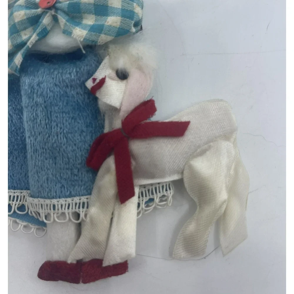 2 Vtg 50s Christmas‎ Ornaments Velvet Silk Celluloid Hands Bo Peep Drummer Boy